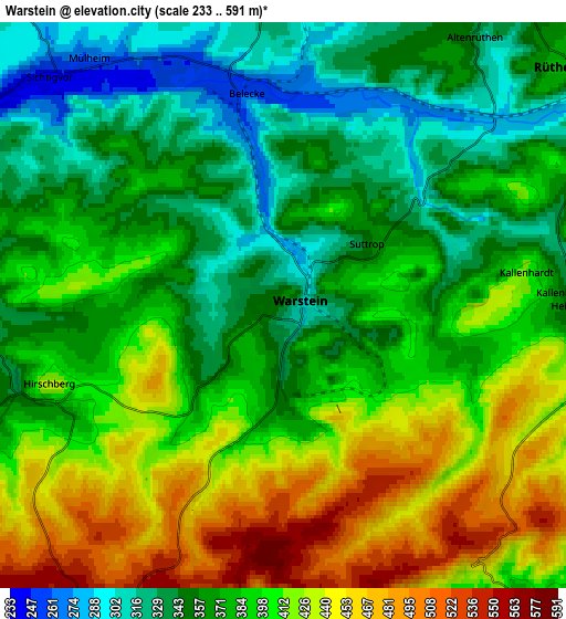 Zoom OUT 2x Warstein, Germany elevation map