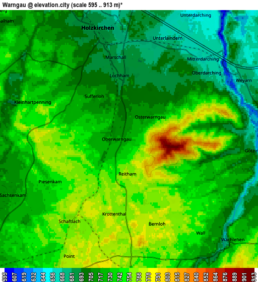 Zoom OUT 2x Warngau, Germany elevation map