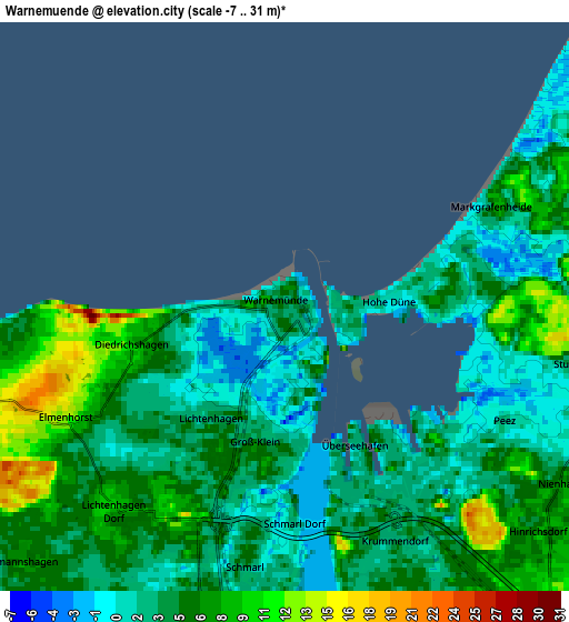 Zoom OUT 2x Warnemünde, Germany elevation map