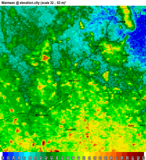 Zoom OUT 2x Warmsen, Germany elevation map