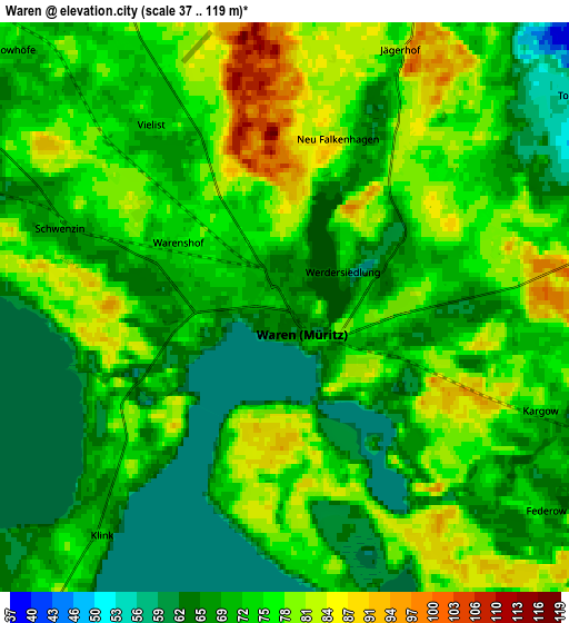 Zoom OUT 2x Waren, Germany elevation map