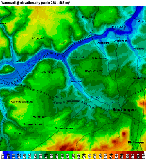 Zoom OUT 2x Wannweil, Germany elevation map