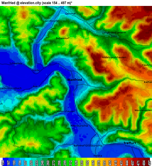 Zoom OUT 2x Wanfried, Germany elevation map