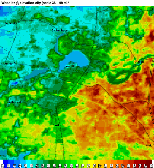 Zoom OUT 2x Wandlitz, Germany elevation map