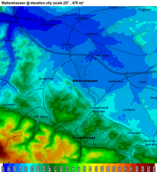 Zoom OUT 2x Waltershausen, Germany elevation map