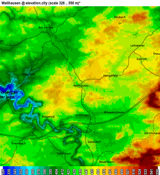 Zoom OUT 2x Wallhausen, Germany elevation map