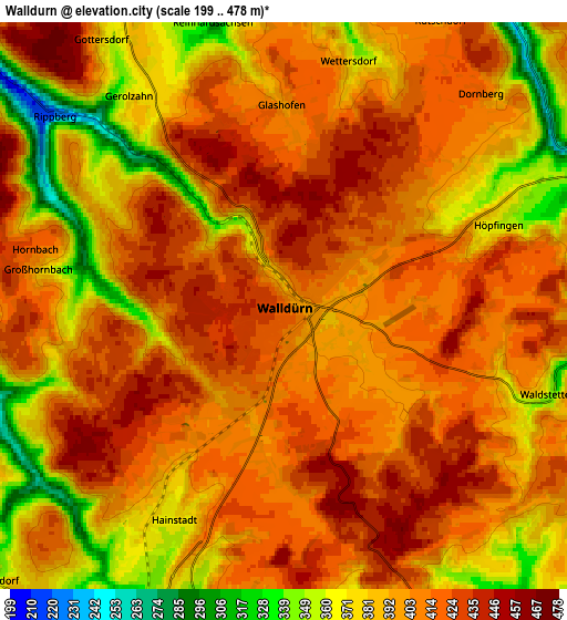 Zoom OUT 2x Walldürn, Germany elevation map