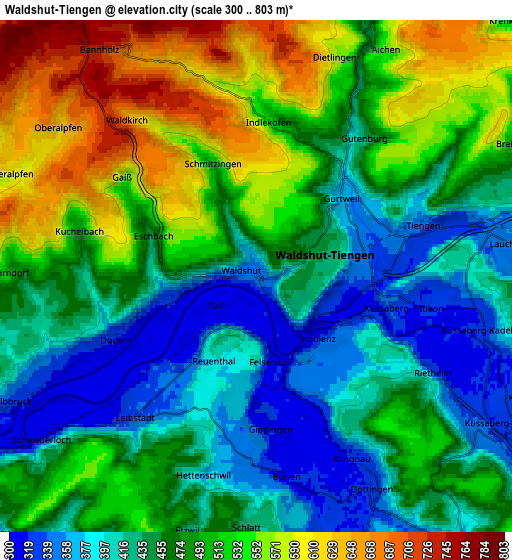 Zoom OUT 2x Waldshut-Tiengen, Germany elevation map