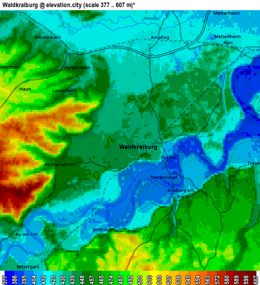 Zoom OUT 2x Waldkraiburg, Germany elevation map