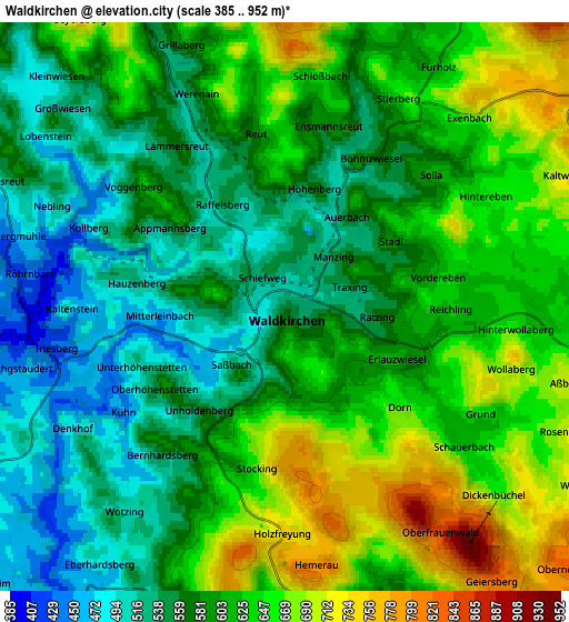 Zoom OUT 2x Waldkirchen, Germany elevation map