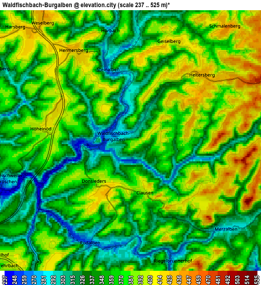 Zoom OUT 2x Waldfischbach-Burgalben, Germany elevation map