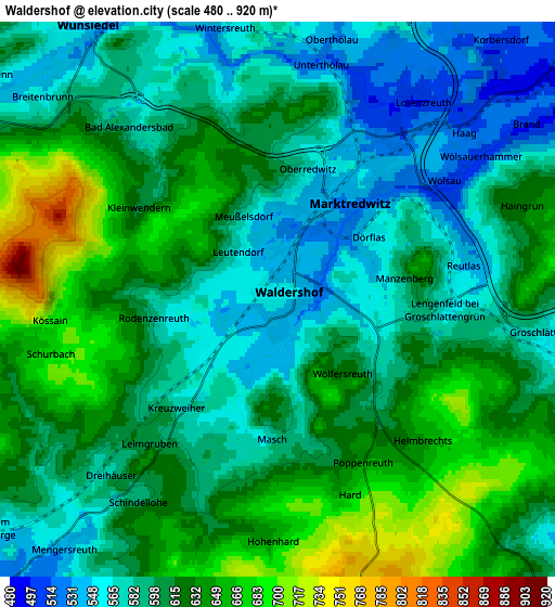 Zoom OUT 2x Waldershof, Germany elevation map