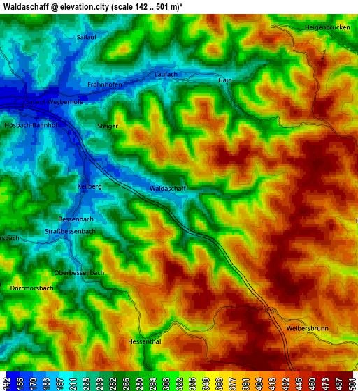 Zoom OUT 2x Waldaschaff, Germany elevation map