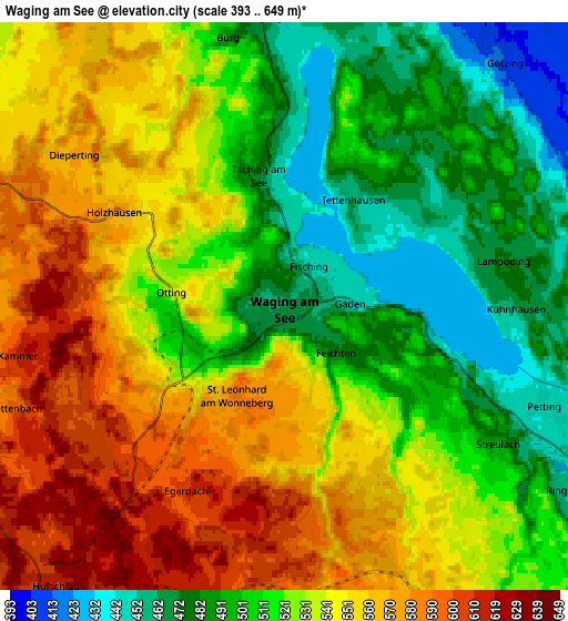 Zoom OUT 2x Waging am See, Germany elevation map