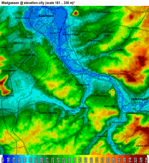Zoom OUT 2x Wadgassen, Germany elevation map