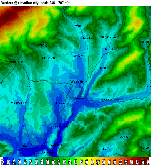 Zoom OUT 2x Wadern, Germany elevation map