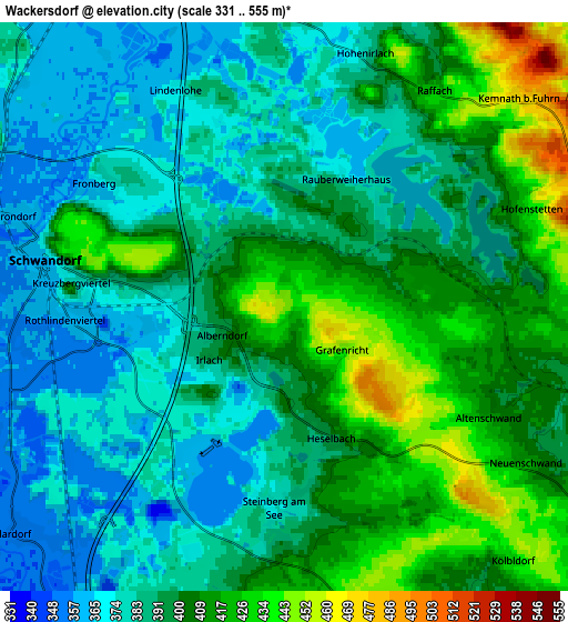 Zoom OUT 2x Wackersdorf, Germany elevation map
