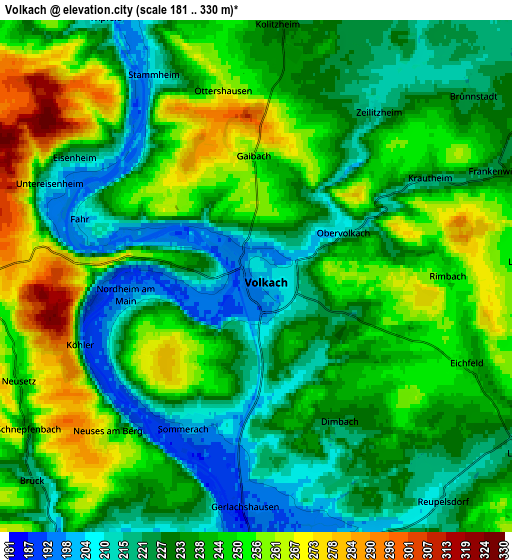 Zoom OUT 2x Volkach, Germany elevation map