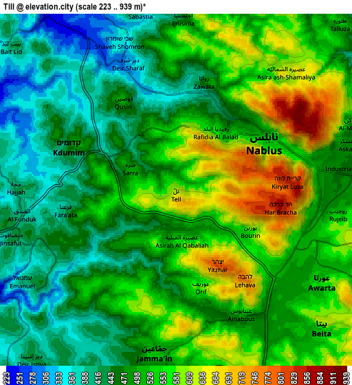 Zoom OUT 2x Till, Palestinian Territory elevation map