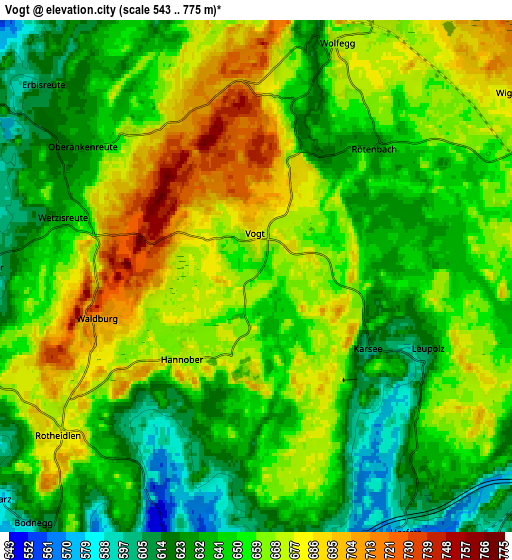 Zoom OUT 2x Vogt, Germany elevation map