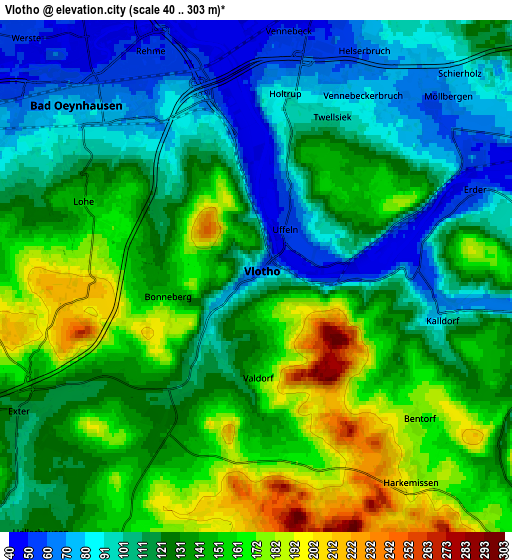 Zoom OUT 2x Vlotho, Germany elevation map