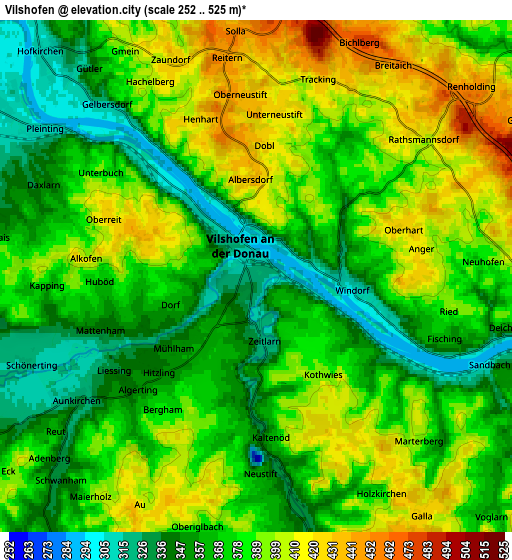 Zoom OUT 2x Vilshofen, Germany elevation map