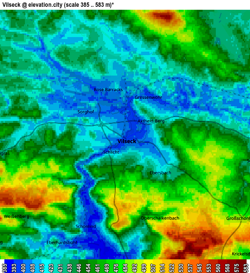 Zoom OUT 2x Vilseck, Germany elevation map