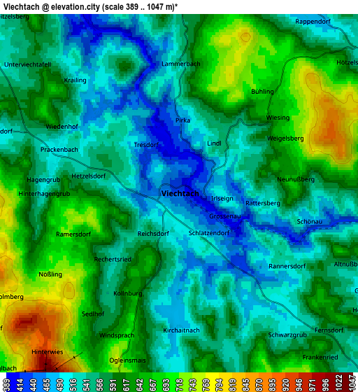 Zoom OUT 2x Viechtach, Germany elevation map