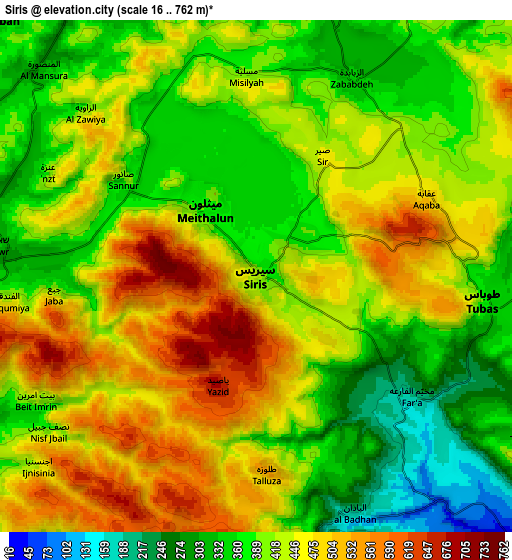 Zoom OUT 2x Sīrīs, Palestinian Territory elevation map