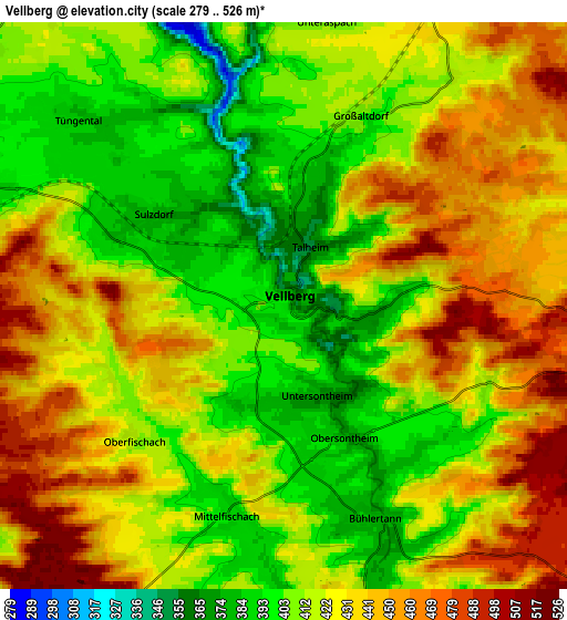 Zoom OUT 2x Vellberg, Germany elevation map