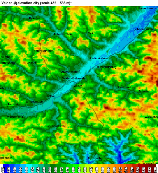 Zoom OUT 2x Velden, Germany elevation map