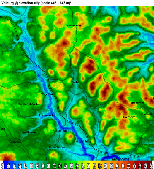 Zoom OUT 2x Velburg, Germany elevation map