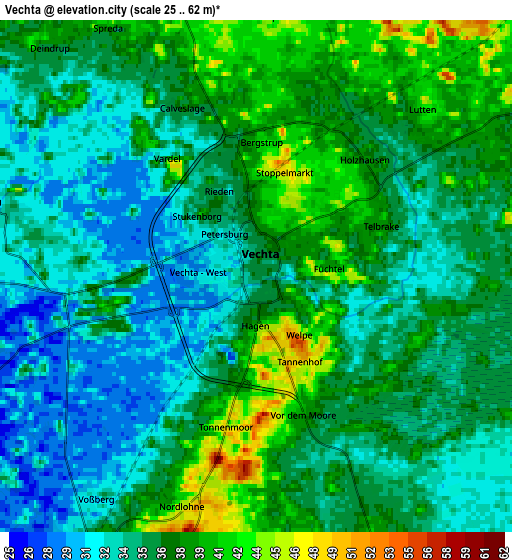 Zoom OUT 2x Vechta, Germany elevation map