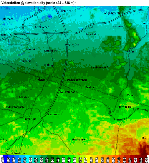 Zoom OUT 2x Vaterstetten, Germany elevation map