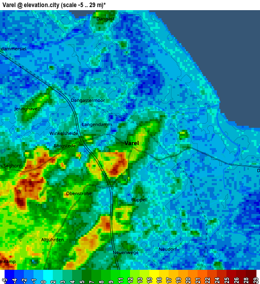 Zoom OUT 2x Varel, Germany elevation map