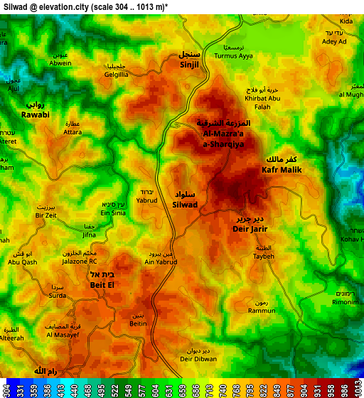 Zoom OUT 2x Silwād, Palestinian Territory elevation map