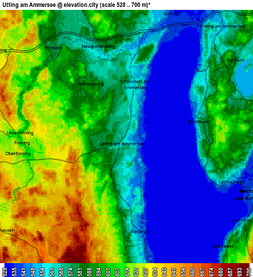 Zoom OUT 2x Utting am Ammersee, Germany elevation map