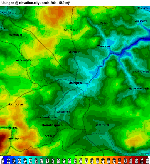 Zoom OUT 2x Usingen, Germany elevation map