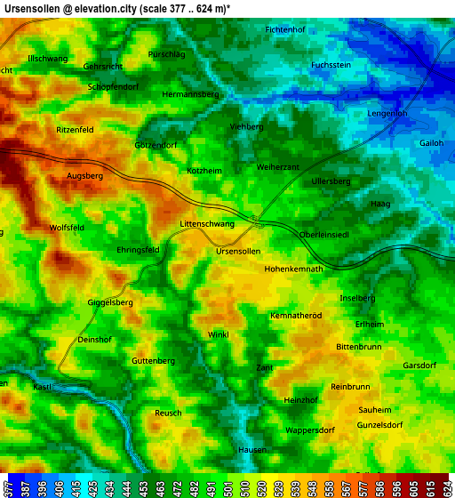 Zoom OUT 2x Ursensollen, Germany elevation map