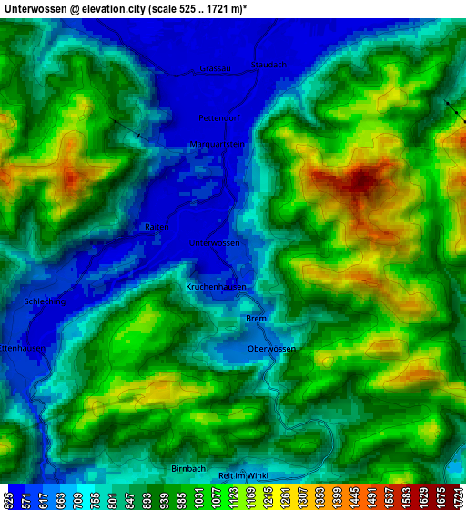 Zoom OUT 2x Unterwössen, Germany elevation map