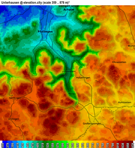 Zoom OUT 2x Unterhausen, Germany elevation map