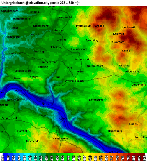 Zoom OUT 2x Untergriesbach, Germany elevation map