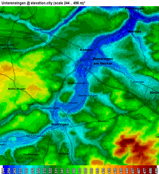 Zoom OUT 2x Unterensingen, Germany elevation map