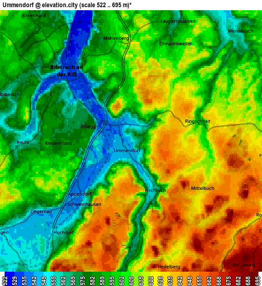 Zoom OUT 2x Ummendorf, Germany elevation map