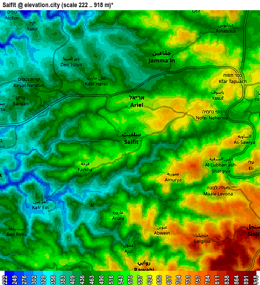 Zoom OUT 2x Salfīt, Palestinian Territory elevation map