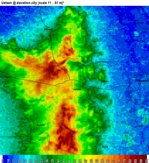 Zoom OUT 2x Uelsen, Germany elevation map