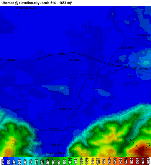 Zoom OUT 2x Übersee, Germany elevation map