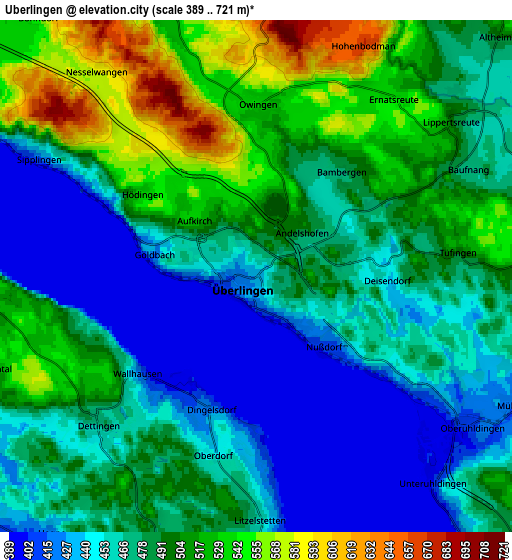 Zoom OUT 2x Überlingen, Germany elevation map