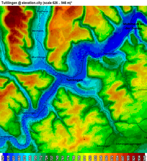 Zoom OUT 2x Tuttlingen, Germany elevation map