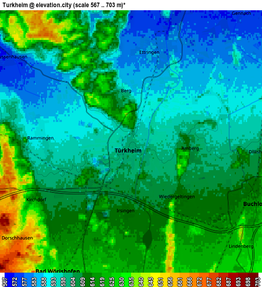 Zoom OUT 2x Türkheim, Germany elevation map